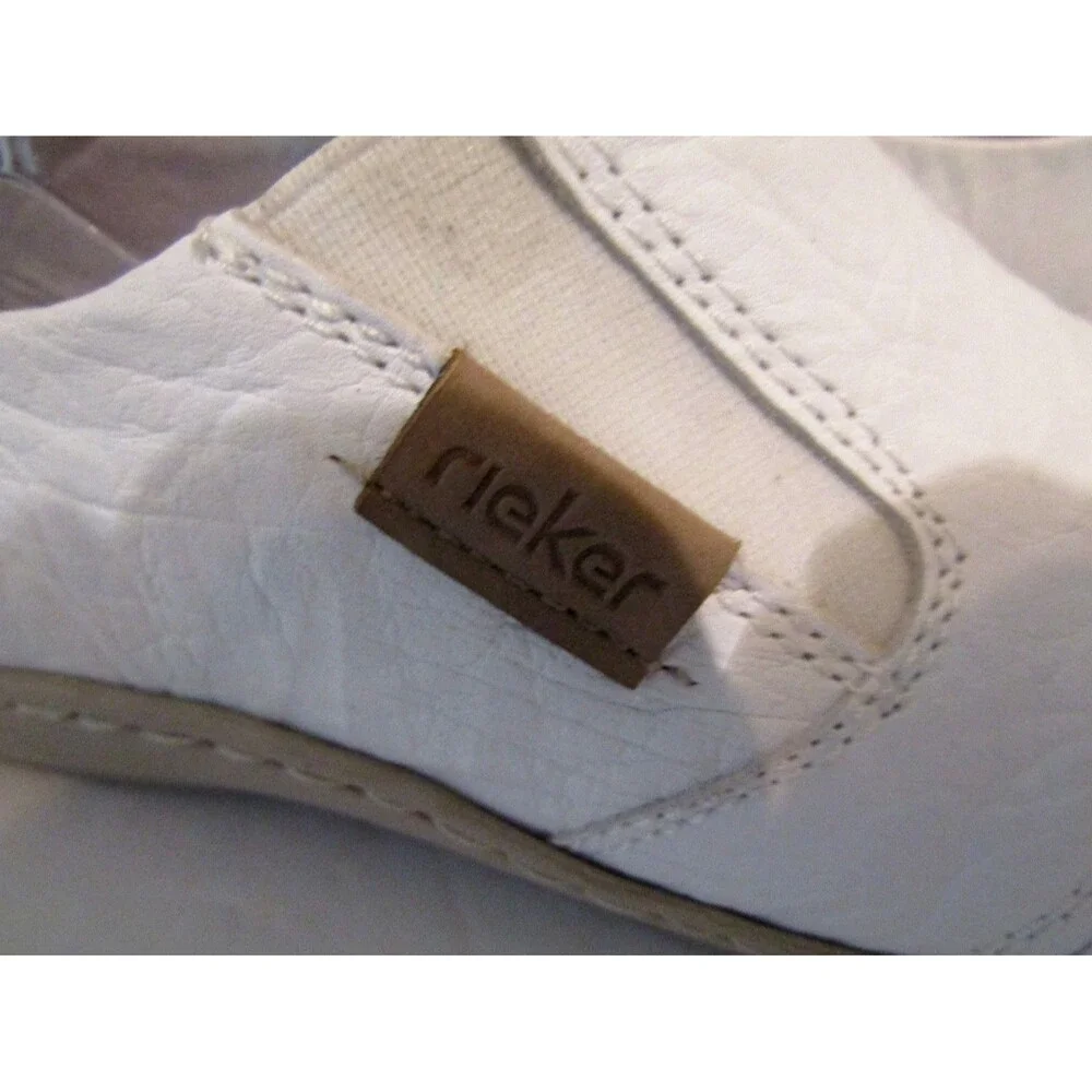 Rieker Women's White Leather Slip-On Comfort Walking Shoes – EU 40 / US 9